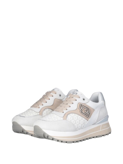 LIUJO MAXI WONDER 73 Sneakers con inserti floreali off white - Scarpe Donna