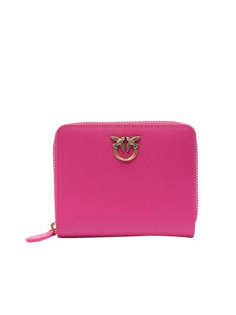 Pinko portafogli in pelle Taylor con zip beige oro