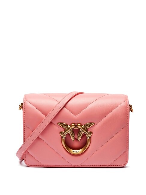 PINKO LOVE CLICK Borsa mini in pelle trapuntata fiore di pesco-antique gold - Borse Donna