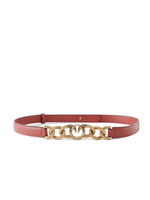 PINKO LOVE MINI Cintura sottile in pelle rosso/nero-antique gold - Cinture