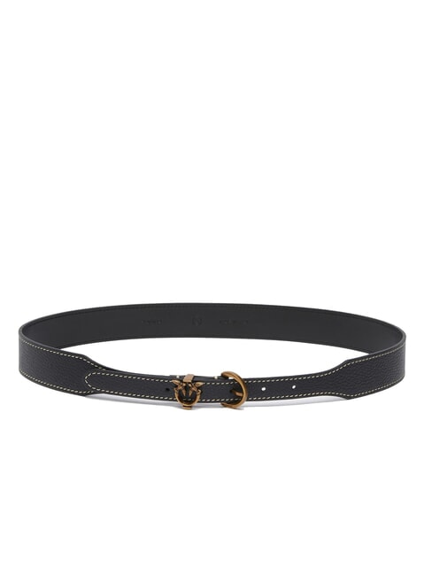 PINKO TAMBORIL Cintura in pelle bottalata nero-antique gold - Cinture