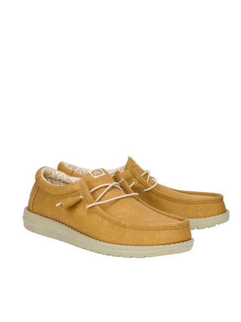 HEY DUDE WALLY CANVAS M Mocassini easy-on in tela cumin brown/stone grey - Scarpe Uomo