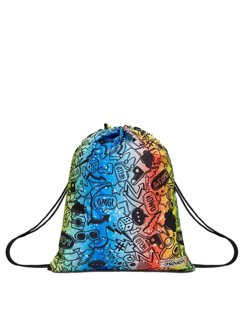 SEVEN SAKKY FLUO STAMP Sacchetta scuola Nero - Zaini Scuola & Tempo Libero