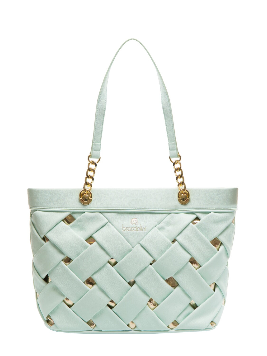 Braccialini Icons Borsa Shopping Intrecciata Celeste Acquista A