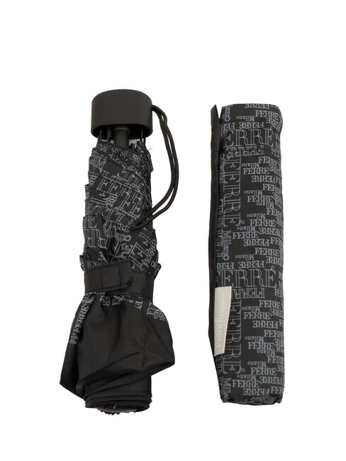 FERRÈ LOGO ALL OVER Mini Ombrello manuale nero02 - Ombrelli