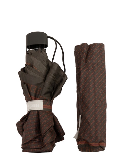 FERRÈ MINI Ombrello manuale antivento cravatta marrone 02 - Ombrelli