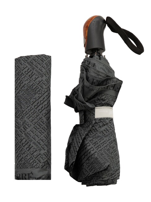 FERRÈ MINI Ombrello pieghevole antivento cravatta grigio 02 - Ombrelli