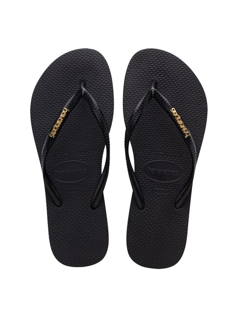 HAVAIANAS SLIM LOGO Infradito black/gold - Scarpe Donna