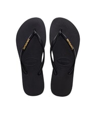 HAVAIANAS SLIM LOGO Infradito black/gold - Scarpe Donna - 1
