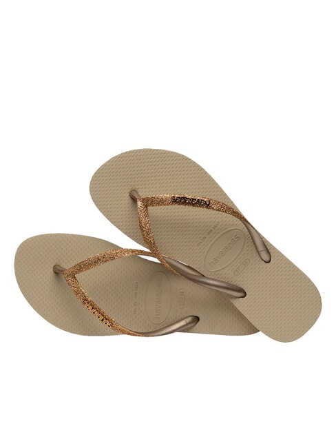 HAVAIANAS SLIM GLITTER II Infradito sand/golden light metalico - Scarpe Donna