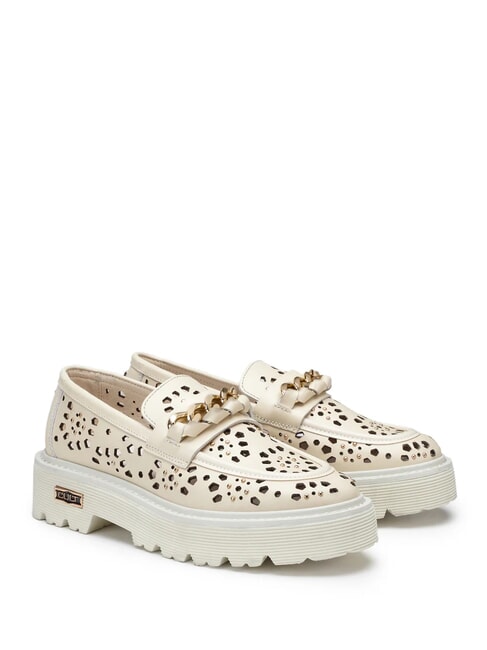 CULT SLASH 4447 Mocassini pelle forature floreali white - Scarpe Donna