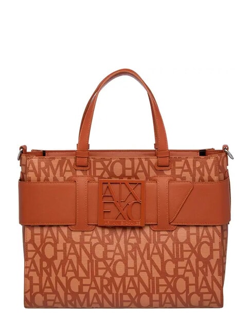 ARMANI EXCHANGE LOGO ALL OVER Borsa a mano con tracolla cam. rose/car. cafe - Borse Donna