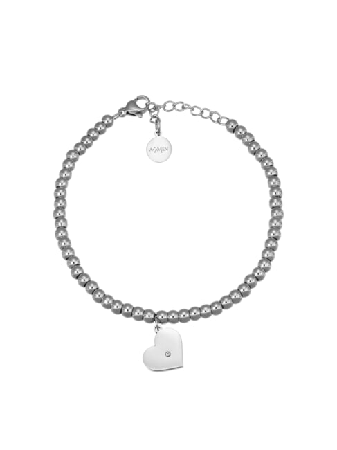 AMEN ACCIAIO Bracciale con cuore e cristallo silver - Bracciali Donna