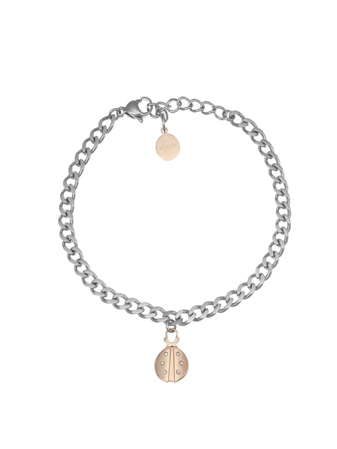 AMEN ACCIAIO Bracciale catena con coccinella acciaio/rose - Bracciali Donna
