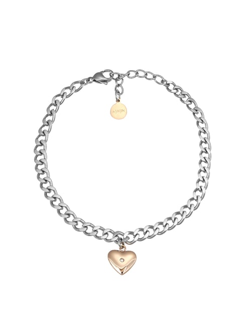 AMEN ACCIAIO Bracciale catena con cuore acciaio/rose - Bracciali Donna