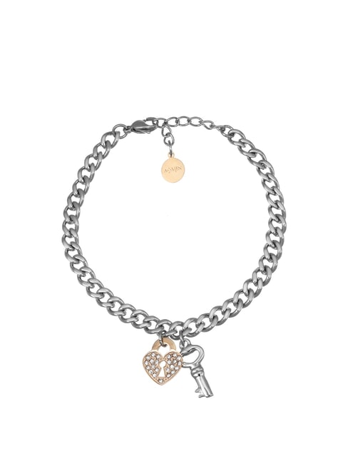 AMEN ACCIAIO Bracciale catena lucchetto chiave acciaio/rose - Bracciali Donna