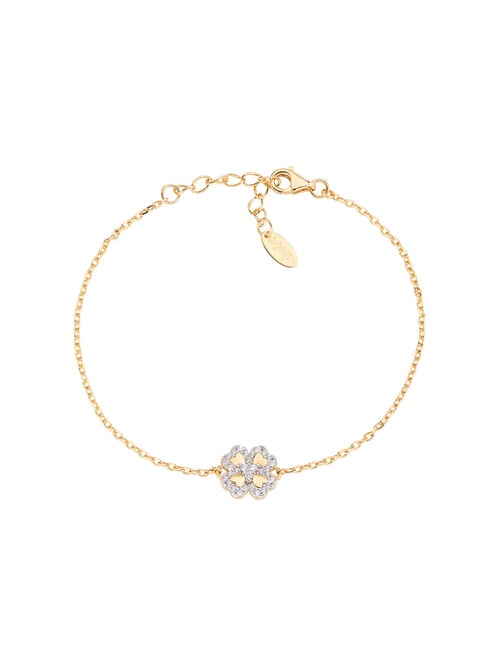 AMEN TI AMO Bracciale con quadrifoglio e zirconi oro - Bracciali Donna
