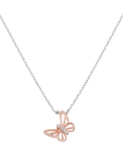 AMEN ANIMALIER LUXURY Collana con farfalla e zirconi rodio/rosè - Collane