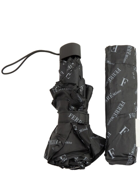 FERRÈ LOGO ALL OVER Mini Ombrello manuale nero03 - Ombrelli