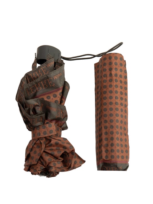 FERRÈ MINI Ombrello manuale antivento cravatta marrone 01 - Ombrelli