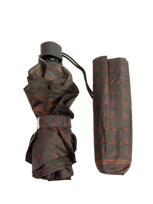 FERRÈ MINI Ombrello manuale antivento cravatta marrone 03 - Ombrelli