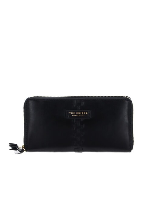 THE BRIDGE FEBE Portafoglio grande zip around in pelle Nero Oro - Portafogli Donna