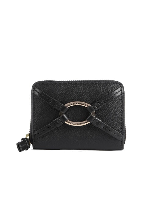 THE BRIDGE AMELIA Portafoglio mini zip around in pelle Nero Oro - Portafogli Donna