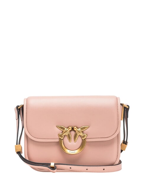 PINKO LOVE BOX Borsa mini in nappa con flap cipria-antique gold - Borse Donna
