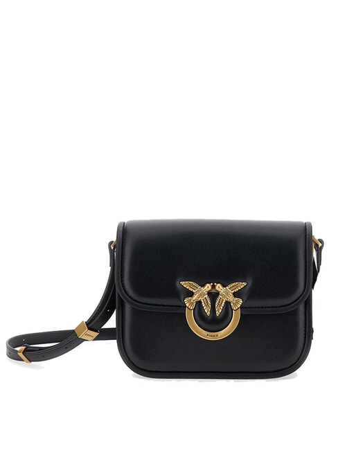 PINKO LOVE BOX Borsa mini in nappa con flap nero-antique gold - Borse Donna