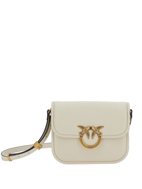 PINKO LOVE BOX Borsa mini in nappa con flap bianco seta-antique gold - Borse Donna