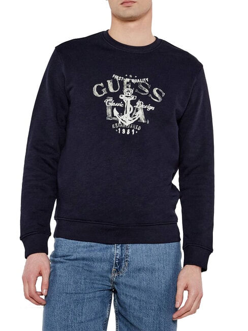 GUESS ANCHOR Felpa in cotone smartblue - Felpe Uomo