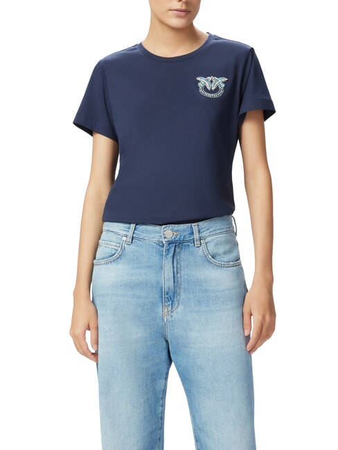 PINKO NAMBRONE  T-Shirt in cotone blu abisso - T-shirt e Top Donna