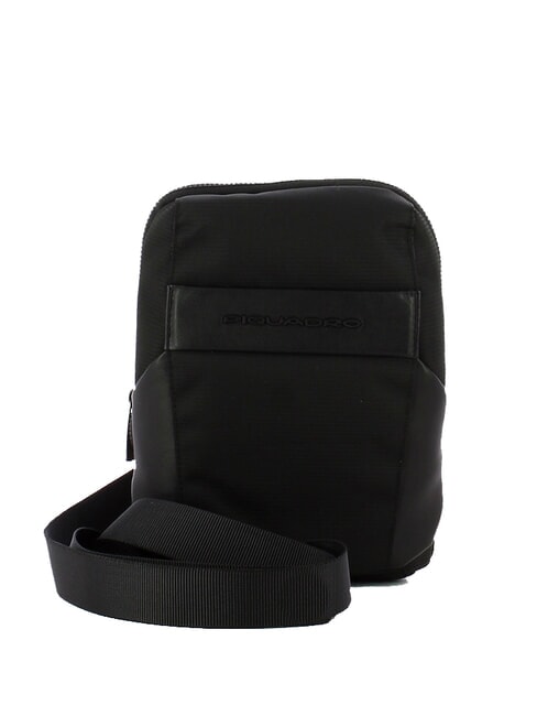 PIQUADRO WOODY Borsello in pelle e tessuto Nero - Tracolle Uomo