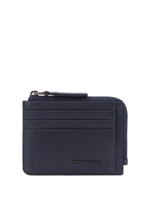 PIQUADRO PAAVO  Portacard / Portamonete in pelle blu - Portafogli Uomo