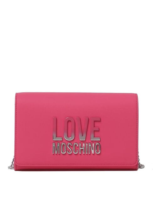 LOVE MOSCHINO CHAIN Lettering Pochette a tracolla fuxia - Borse Donna