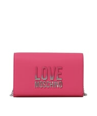 LOVE MOSCHINO CHAIN Lettering Pochette a tracolla fuxia - Borse Donna - 1