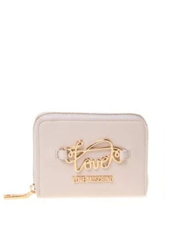 LOVE MOSCHINO LOGO ITALICS Portafoglio zip around beige - Portafogli Donna