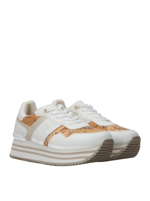 ALVIERO MARTINI PRIMA CLASSE GEO JR Sneakers platform logo laterale Bianco/Geo Beige - Scarpe Donna