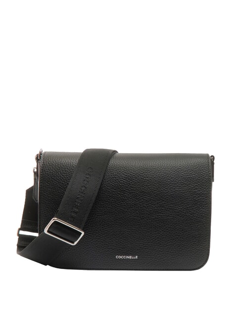 COCCINELLE ARIES Borsa a tracolla in pelle martellata Nero - Borse Donna