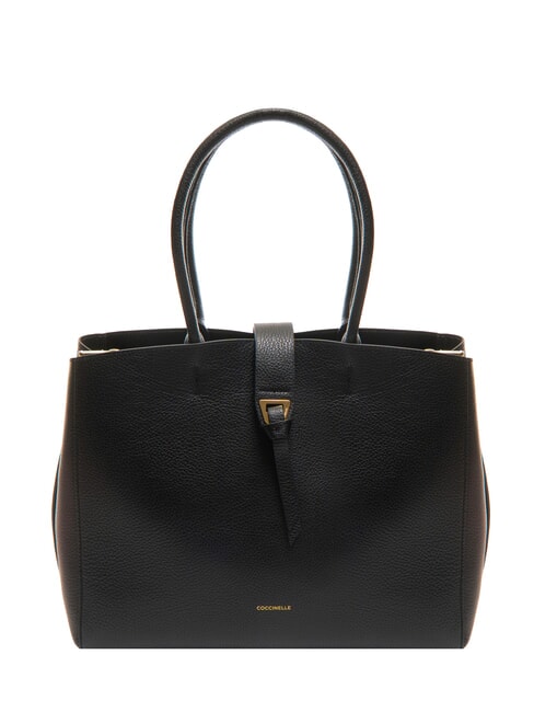 COCCINELLE ALBA Borsa a spalla in pelle martellata Nero - Borse Donna