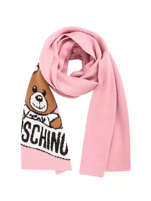 MOSCHINO TEDDY LOGO Sciarpa in misto lana rosa - Sciarpe