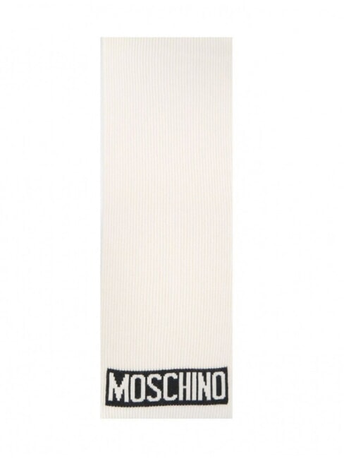 MOSCHINO LOGO Sciarpa a costine panna - Sciarpe