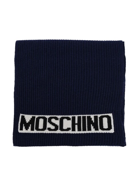 MOSCHINO LOGO Sciarpa a costine blu - Sciarpe