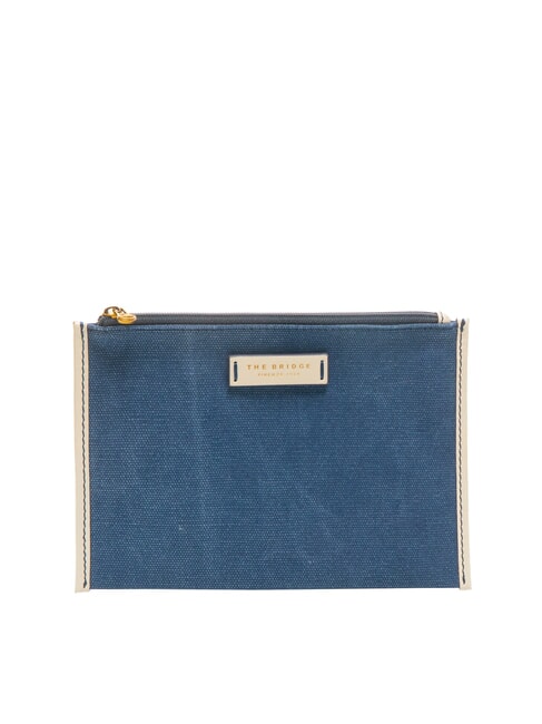 THE BRIDGE ANNA Pochette piatta in canvas blu navy/bianco latte abb. oro - Borse Donna