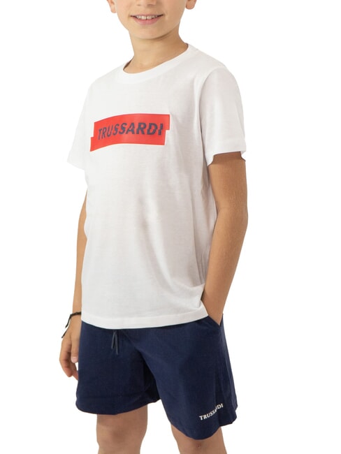 TRUSSARDI TOMMES Set t-shirt e bermuda white/sea blue - Tute bambini