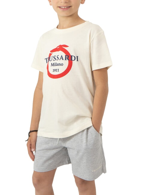 TRUSSARDI FESTI Set t-shirt e bermuda milk/grey melange - Tute bambini