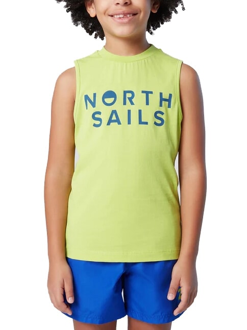 NORTH SAILS PRINTED KIDS Maglia giromanica in cotone acid lime - T-shirt Bambino