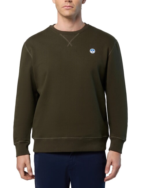 NORTH SAILS ROUND LOGO Felpa girocollo in cotone forest green - Felpe Uomo