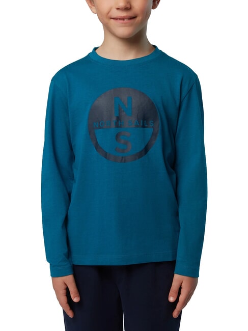 NORTH SAILS GRAPHIC KIDS Maglia manica lunga in cotone water green - T-shirt Bambino