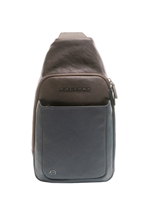 PIQUADRO BLACK SQUARE Borsello zaino monospalla pelle blu/testa di moro - Zaini da lavoro porta PC